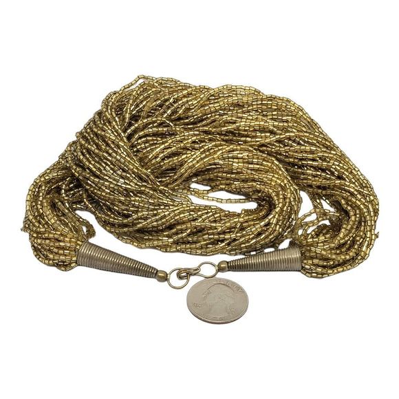 Vintage Twisted Gold Bead Multi-strand Necklace 20" - Picture 7 of 7